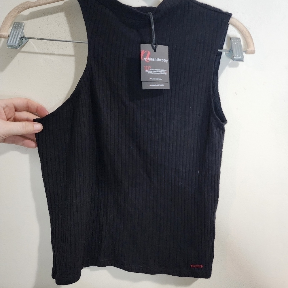 NWT n:PHILANTHROPY Black Ribbed Sleeveless Women Small Soleri High Neck Tank Top - Picture 3 of 8